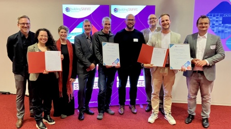 V. l. n. r.: Prof. Steffen Feirabend, ?, Prof. Kathy Meiss, ?,?,?,Gunther Wölfle, Julian Kielkopf, Klaus Teizer